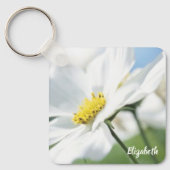 白いデイジー パーソナライズされた キーホルダー (正面)