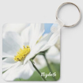 白いデイジー パーソナライズされた キーホルダー (裏面)