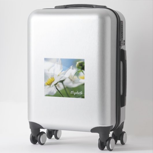 白いデイジー パーソナライズされた シール (スーツケース)