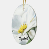 白いデイジー パーソナライズされた セラミックオーナメント (左)