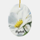 白いデイジー パーソナライズされた セラミックオーナメント (正面)