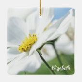 白いデイジー パーソナライズされた セラミックオーナメント (裏面)
