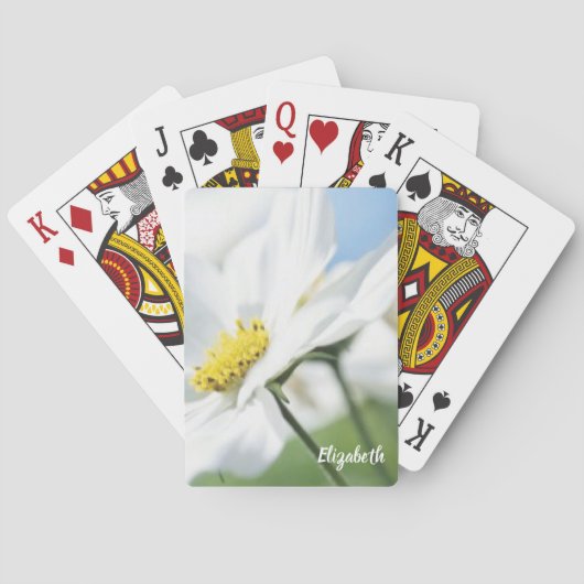 白いデイジー パーソナライズされた トランプ (裏面)
