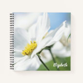 白いデイジー パーソナライズされた ノートブック (正面)