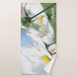 白いデイジー パーソナライズされた バスタオル