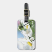 白いデイジー パーソナライズされた ラゲッジタグ (正面縦)