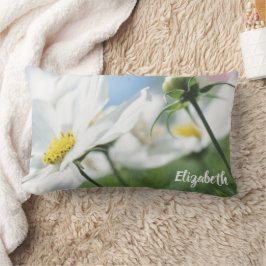 白いデイジー パーソナライズされた ランバークッション
