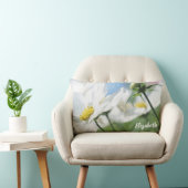 白いデイジー パーソナライズされた ランバークッション (椅子)