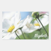 白いデイジー パーソナライズされた 長方形シール (正面)