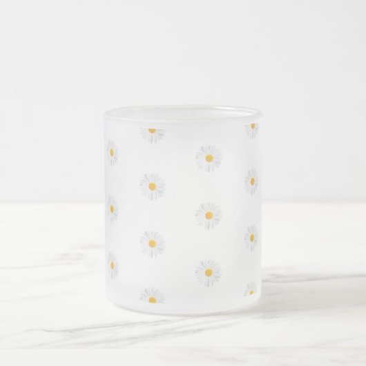白いデイジー フロストグラスマグカップ (中央)
