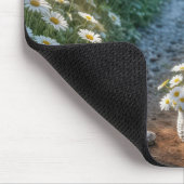 白いデイジー マウスパッド (コーナー)