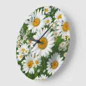 白いデイジー ラージ壁時計 (傾斜)