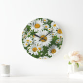 白いデイジー ラージ壁時計 (ホーム)