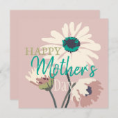 白いデイジー 現代の花の咲き誇る母の日 シーズンカード (正面/裏面)