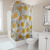 白いデイジー：美しいフローラ背景 シャワーカーテン (インサイチュ)