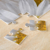 白いデイジー:美しいフローラ背景 ジグソーパズル (側面)