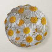 白いデイジー:美しいフローラ背景 ラウンドクッション (裏面)