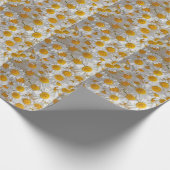 白いデイジー：美しいフローラ背景 ラッピングペーパー (角)