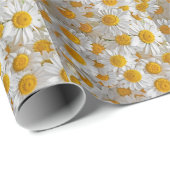白いデイジー：美しいフローラ背景 ラッピングペーパー (ロールコーナー)