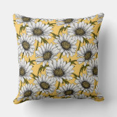 白いデイジー、黄色に野生の花 クッション (裏面)