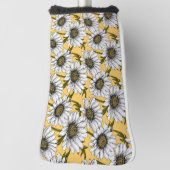 白いデイジー、黄色に野生の花 ゴルフヘッドカバー (回転90)