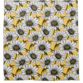 白いデイジー、黄色に野生の花 シャワーカーテン (正面)