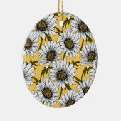 白いデイジー、黄色に野生の花 セラミックオーナメント (右)
