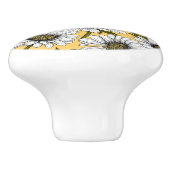 白いデイジー、黄色に野生の花 セラミックノブ (側面)