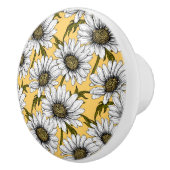 白いデイジー、黄色に野生の花 セラミックノブ (右)