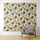 白いデイジー、黄色に野生の花 タペストリー (インサイチュ(横))