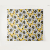 白いデイジー、黄色に野生の花 タペストリー (正面(横))