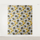 白いデイジー、黄色に野生の花 タペストリー (正面)