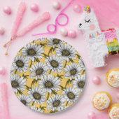 白いデイジー、黄色に野生の花 ペーパープレート (パーティー)