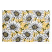 白いデイジー、黄色に野生の花 枕カバー (裏面-左)