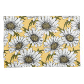 白いデイジー、黄色に野生の花 枕カバー (正面右)