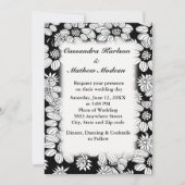 白いデイジー(黒い背景結婚付き) 招待状 (正面)