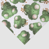 白いデコパージュにかわいい緑のカルトゥーのカエル 薄葉紙 (詳細)
