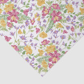 白いデコパージュに優美なピンクと黄色の花 薄葉紙 (詳細)