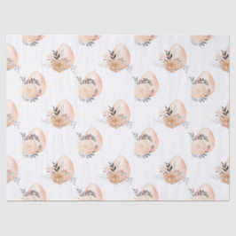 白いデコパージュに桃の卵と花 薄葉紙