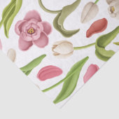 白いデコパージュの白、赤、ピンクのチューリップ 薄葉紙 (詳細)