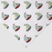 白いデコページの小型帆船 薄葉紙 (詳細)