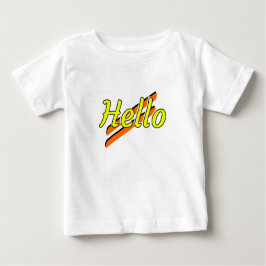 白いデザインTシャツのハローベビー ベビーTシャツ