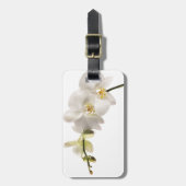 白いデンドロビウムの蘭の花のスプレーの花柄のブランク ラゲッジタグ (正面縦)