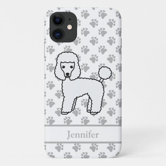 白いトイプードルの可愛いキャラクターデザイン 犬と名前 Case-Mate iPhoneケース (裏面)