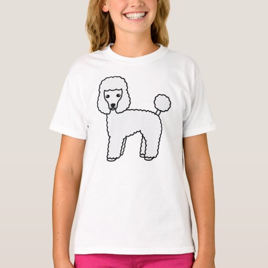 白いトイプードルの可愛いキャラクターデザイン Tシャツ (正面)