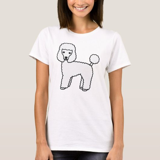 白いトイプードルの可愛いキャラクターデザイン Tシャツ (正面)