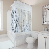 白いトウヒのポプラの森林の冬日曜日 シャワーカーテン (インサイチュ)