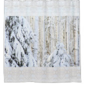 白いトウヒのポプラの森林の冬日曜日 シャワーカーテン (正面)