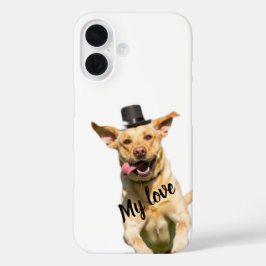 白いトップハットを被ったラブラドール・レトリバー犬 iPhone 16 ケース