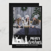 白いトナカイの黒板メリークリスマス写真 シーズンカード (正面/裏面)